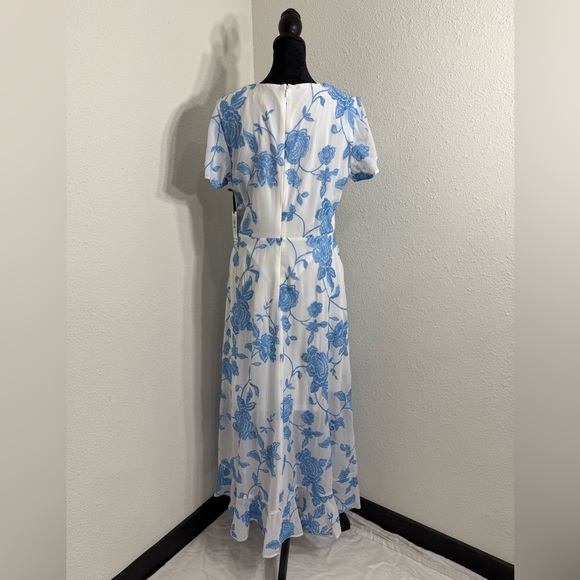 Kensie Blue and White High Low Sundress with Flutter Sleeves - Picture 7 of 11